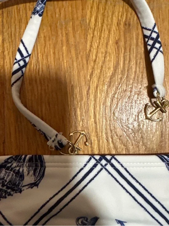 Shade & Shore White and Navy Nautical Bandeau Bikini Set - Picture 3 of 3